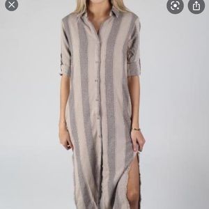 Bella Dahl frayed button up duster dress sz small